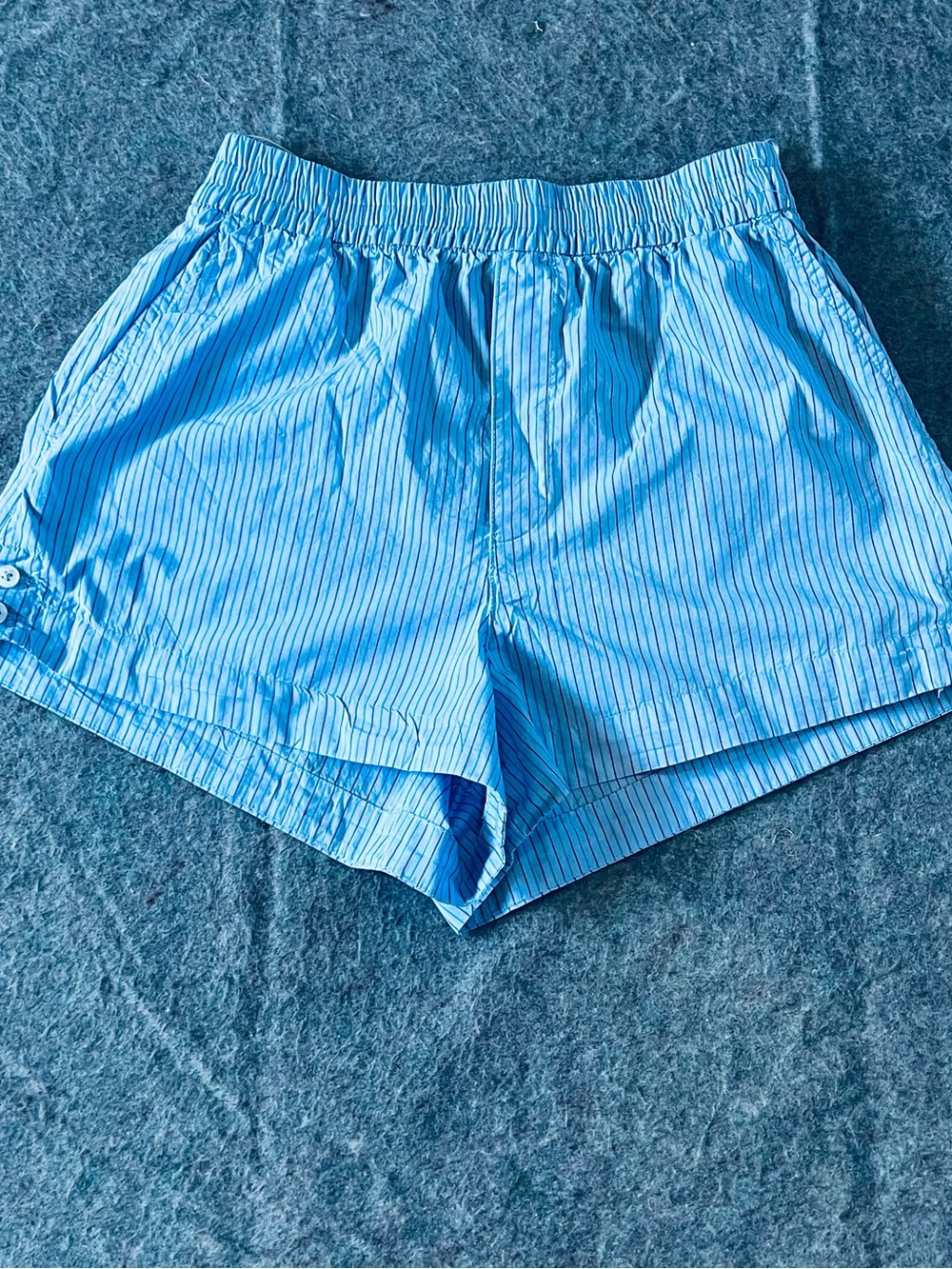 Zara Light Blue Pinstripe Athletic Shorts